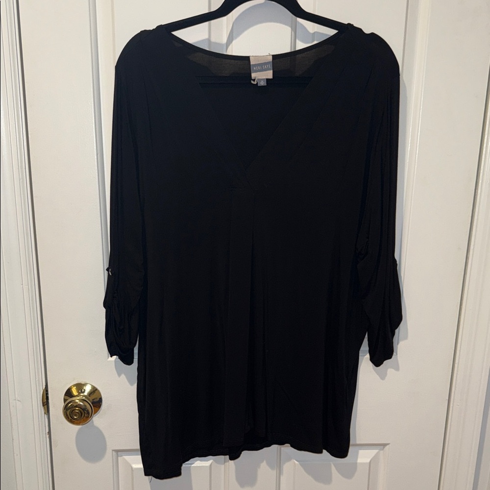 Meri Skye Black Knit top 2x